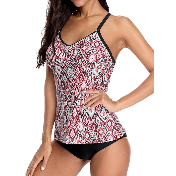 Charmo Womens High Waisted Tankini Sets Two Piece Swimsuit Sets