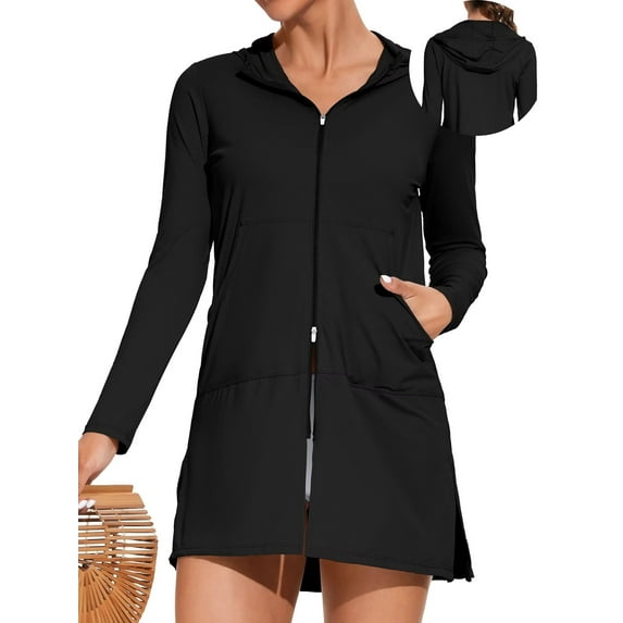 Asoul Womens Lightweight Rash Guard UPF 50+ Sun Protection Hoodie Swimm Shirts with Pockets