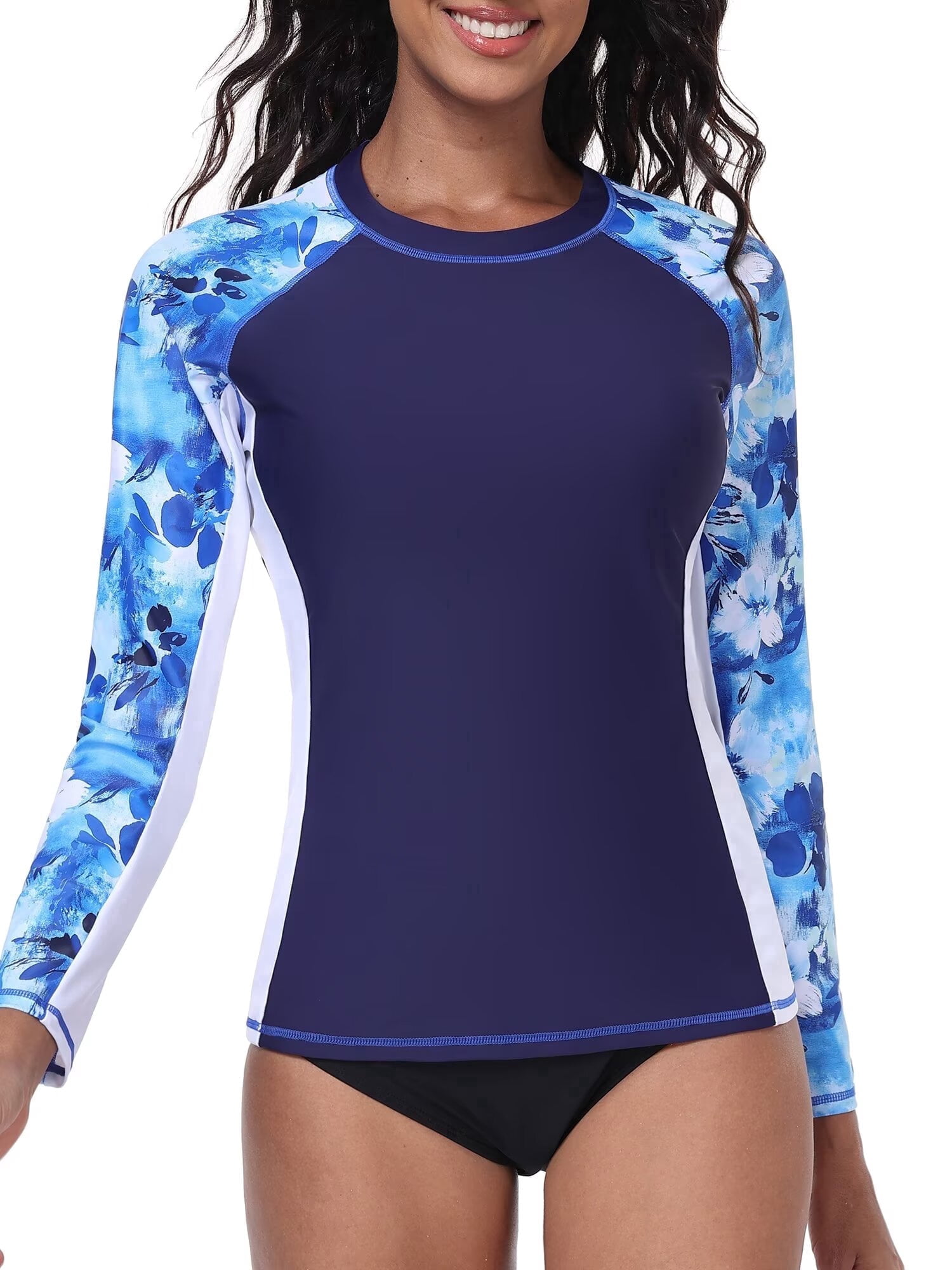 Charmo Women Long Sleeve Swimsuit Tops Sun Protection Rash Guard UPF 50 ...
