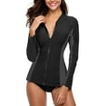 thumbnail image 1 of Charmo Women's Rash Guard UPF50+ SPF UV Protection Long Sleeve Swimsuit Tops Zip Front Swim Shirts Yoga Hiking Shirt Tops, 1 of 10