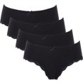 thumbnail image 1 of Charmo Womens Panties Cotton Soft Underwear Stretch Hipster Solid Basic Panties 4 Packs, Black, 1 of 8