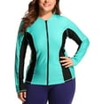 thumbnail image 1 of Charmo Womens Plus Size Long Sleeve Rash Guard Top Zipper Swimsuit Swim Shirt, 1 of 6