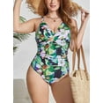 thumbnail image 1 of Charmo Womens Plus Size Printed One Piece Swimsuits Tummy Control Bathing Suits Wrapped V Neck Swimwear, 1 of 6