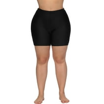 Charmo Womens Plus Size Swim Shorts High Waisted Swimsuit Shorts Boyleg Swim Bottoms, Female