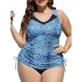 thumbnail image 1 of Charmo Womens Plus Size Tankini Tops Side Tie Swim Tops Buit-in Bra, 1 of 1