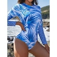 thumbnail image 1 of Charmo Womens Rash Guard One Piece Bathing Suits Zipper Back Long Sleeves Monikini Swimsuit, 1 of 6