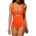 thumbnail image 1 of Asoul One Piece Ribbed Swimsuits for Womens High Cut Padded Monokini Bathing Suit, 1 of 7
