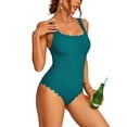 thumbnail image 1 of Charmo Womens Ribbed One Piece Swimsuits Scalloped Monokini Bathing Suits, 1 of 6