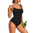 thumbnail image 1 of Charmo Womens Ribbed One Piece Swimsuits Scalloped Monokini Bathing Suits, 1 of 6