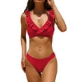 thumbnail image 1 of Charmo Womens Ruffle Bikini Sets Tie Back Two Piece Bathing Suit Push Up Swimsuit, 1 of 5