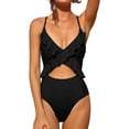 thumbnail image 1 of Charmo Womens Ruffle One Piece Swimsuits Cutout High Cut Bathing Monokini, 1 of 6