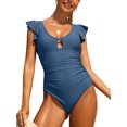 thumbnail image 1 of Charmo Womens Ruffle One Piece Swimsuits Ruched Tummy Control Monokini Bathing Suits, 1 of 6