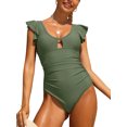thumbnail image 1 of Charmo Womens Ruffle One Piece Swimsuits Ruched Tummy Control Monokini Bathing Suits, 1 of 6