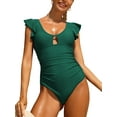 thumbnail image 1 of Charmo Womens Ruffle One Piece Swimsuits Ruched Tummy Control Monokini Bathing Suits, 1 of 6