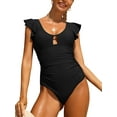 thumbnail image 1 of Charmo Womens Ruffle One Piece Swimsuits Ruched Tummy Control Monokini Bathing Suits, 1 of 6