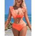 thumbnail image 1 of Charmo Womens Ruffled V Neck Bikini Sets High Waisted Two Piece Bath Suit, 1 of 4