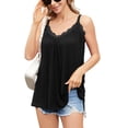 thumbnail image 1 of Charmo Womens S-3XL Lace V Neck Flowy Tank Tops Adjustable Straps Pleated Camisole Built in Bra, 1 of 6