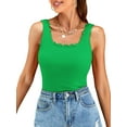 thumbnail image 1 of Charmo Womens Scalloped Neck Tank Tops Wider Straps Undershirts Ribbed Camisole Built-in Removable Bra Cami Shirt, 1 of 6