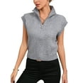 thumbnail image 1 of Charmo Womens Short Sleeve Cropped Knit Tops Half Zip Cap Sleeve Lightweight Sweater Vest, 1 of 7
