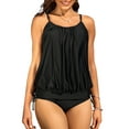 thumbnail image 1 of Charmo Womens Slim Straps Blouson Tankini Tops Bulit-in Bra Only Loose Fit Swimsuit Tops (No Bottoms), 1 of 6