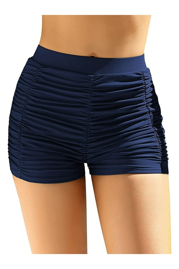Womens Swim Shorts High Waisted Tummy Control Swimsuit Bottoms Ruched Board Shorts