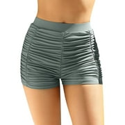 CHARMO Womens Swim Shorts High Waisted Tummy Control Swimsuit Bottoms Ruched Board Shorts