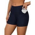 thumbnail image 1 of Charmo Womens Swim Shorts with Ruched Pockets High Waisted Board Shorts Swimsuit Bottom, 1 of 6