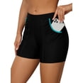 thumbnail image 1 of Charmo Womens Swim Shorts with Ruched Pockets High Waisted Board Shorts Swimsuit Bottom, 1 of 6