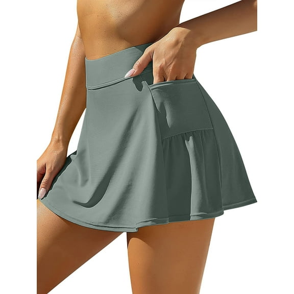Charmo Womens Swim Skirt Bulit in Shorts Tummy Control Swimsuit Bottom with Side Pocket