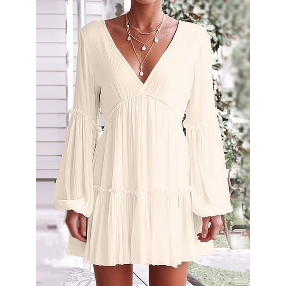 Charmo Womens Swimsuit Cover up Summer Casual Beach Dress Sexy V Neck Bathing Suit Cover up Dress