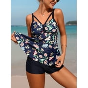 Charmo Womens Tankini Swimsuits Flowy Tankini Tops with Boyleg Bottom Two Piece Bathing Suit