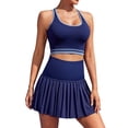 thumbnail image 1 of Charmo Womens Two Piece Tennis Dress High Waist Pleated Tennis Skirt with Shorts Racerback Crop Golf Workout Skirts Sets, 1 of 7