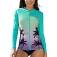 thumbnail image 1 of Charmo Womens UPF 50+ Full Zip Front Swimsuit Tops Long Sleeve Rash Guard, 1 of 5