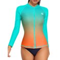 thumbnail image 1 of Charmo Womens UPF 50+ Full Zip Front Swimsuit Tops Long Sleeve Rash Guard, 1 of 6