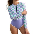 thumbnail image 1 of Asoul Womens Rash Guard UPF 50+ Long Sleeve Swim Shirt One Piece Bathing Suits Zipper Swimsuit, 1 of 8