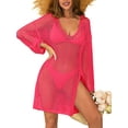thumbnail image 1 of Charmo Womens V Neck Swim Cover Up Hollow Out Swimwear Long Sleeve Bikini Beachwear, 1 of 6