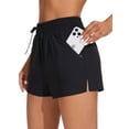 thumbnail image 1 of Charmo Womens V Slit Swim Shorts Quick Dry Board Shorts with Boxer Liner & Pockets Sporty Running Drawstring Swimsuit Bottoms, 1 of 6