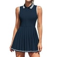 thumbnail image 1 of Charmo Zipper Tennis Dress for Womens Polo Workout Golf Dress Pleated Dress with Shorts and Pockets, 1 of 9