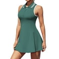 thumbnail image 1 of Charmo Zipper Tennis Dress for Womens Polo Workout Golf Dress with Shorts and Pockets, 1 of 8