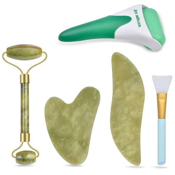 Charmonic 6-in-1 Ice Roller, Jade Roller and Gua Sha Set Facial Massager Skincare Beauty Tools
