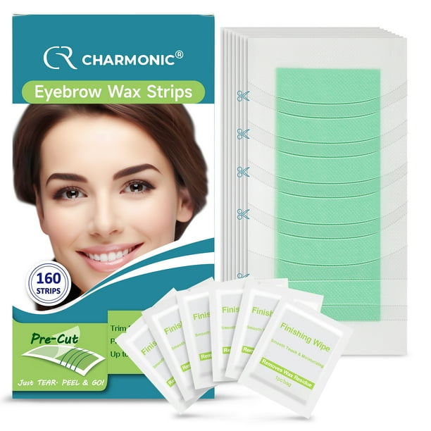 Charmonic Eyebrow Wax Strips Precut 160 Count, Eyebrow Waxing Kit