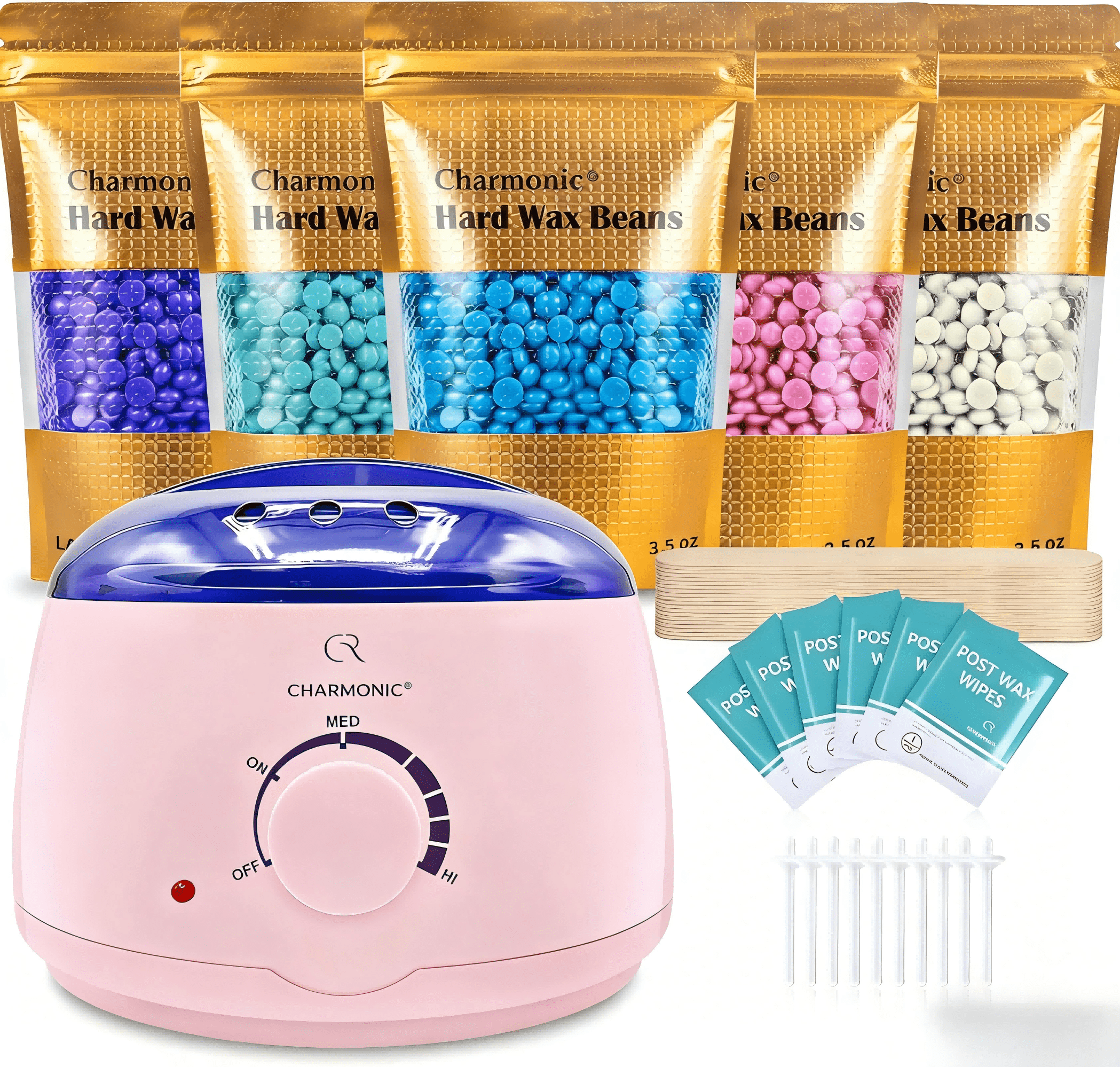 Charmonic Wax Warmer & Hard Wax Beads Set – 500g, Electric Hot Wax