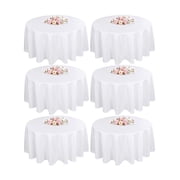 Charmoon 6-Pack White Round Tablecloths 60 Inch, Polyester Fabric for 20" - 42" Circular Tables, Wrinkle Resistant & Washable for Dining & Weddings
