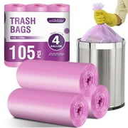 Charmount 4 Gallon Small Trash Bags 105 Count(Pink)