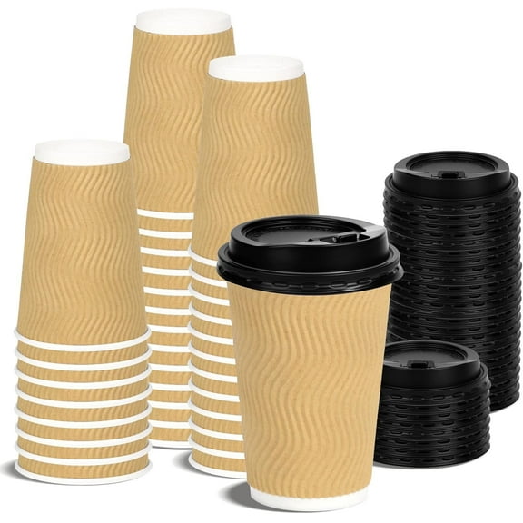 Charmount Disposable Paper Cups, 16 oz, Yellow, 100 Count (2 Pack)