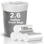 Charmount Small Trash Bags - Bathroom Trash Bags 2.6 Gallon Trash Can Liners, Unscented,180 Counts