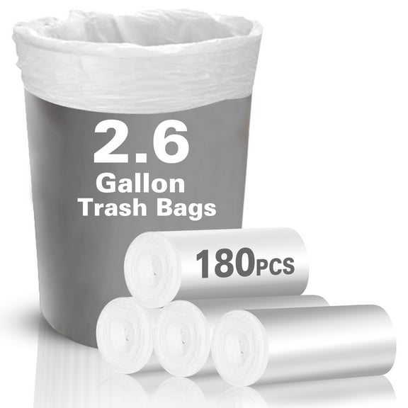 Charmount Small Trash Bags - Bathroom Trash Bags 2.6 Gallon Trash Can Liners, Unscented,180 Counts