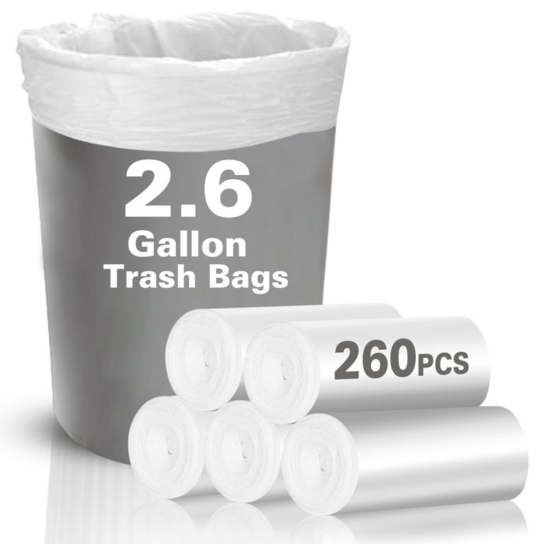 Charmount Small Trash Bags - Bathroom Trash Bags 2.6 Gallon Trash Can  Liners, Unscented,260 Counts
