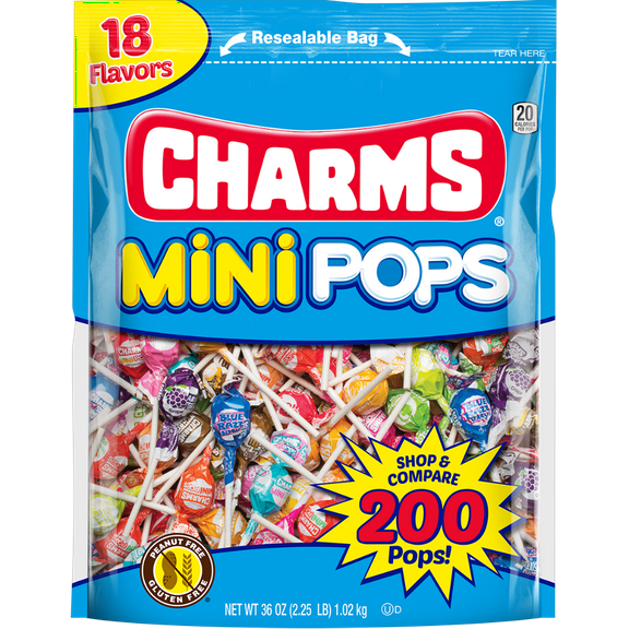 Charms Mini Pops Lollipop Bag 36 oz Assorted Fruit Flavored Hard Candy