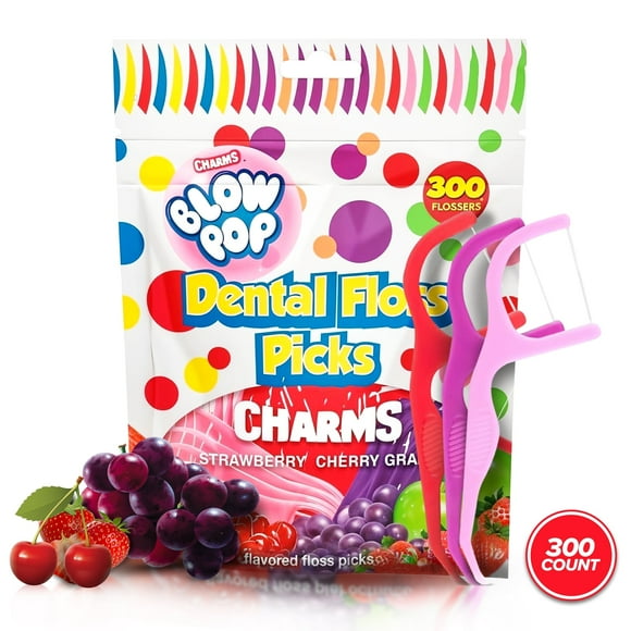 Dental Floss Picks 300 Count Adults Kids Dental Floss Picks Cherry Strawberry Grape Flavor Toothpick Flosser